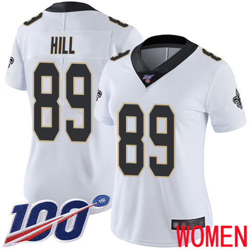 New Orleans Saints Limited White Women Josh Hill Road Jersey NFL Football #89 100th Season Vapor Untouchable Jersey